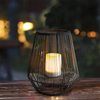 "Rocklam" Iron-Rattan Lantern with Battery LED Candle ，Small