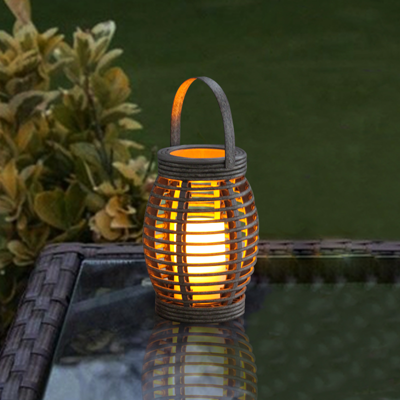 Vase Shaped Rattan Lantern with Battery LED Candle, Small