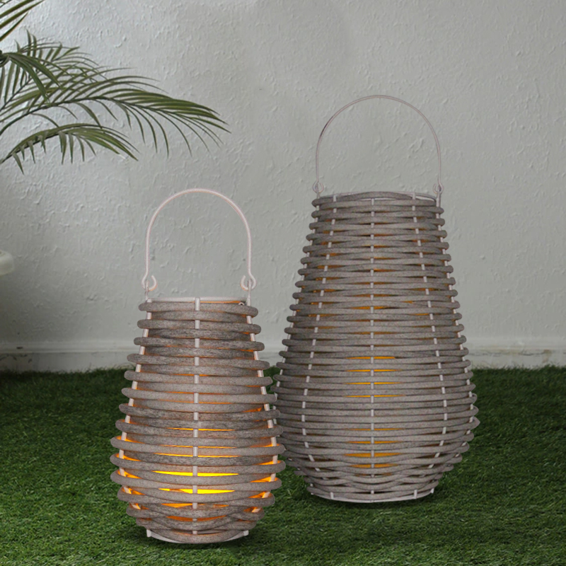 "LUCIA" Battery Operated Rattan Lantern with Battery LED Candle, Small