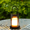''Hayward'' iron-Glass Lantern with Solar LED Candle, Meduim