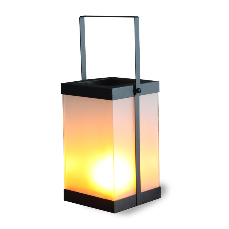 Solar Fameless-Fire Glass Lantern With Saquare Shaped