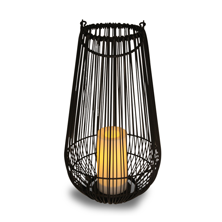  “PARE” Rattan- Iron Lantern with Battery Operated LED Candle，Large