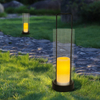 ''FREMONT'' iron-Glass Lantern with Solar LED Candle, Large