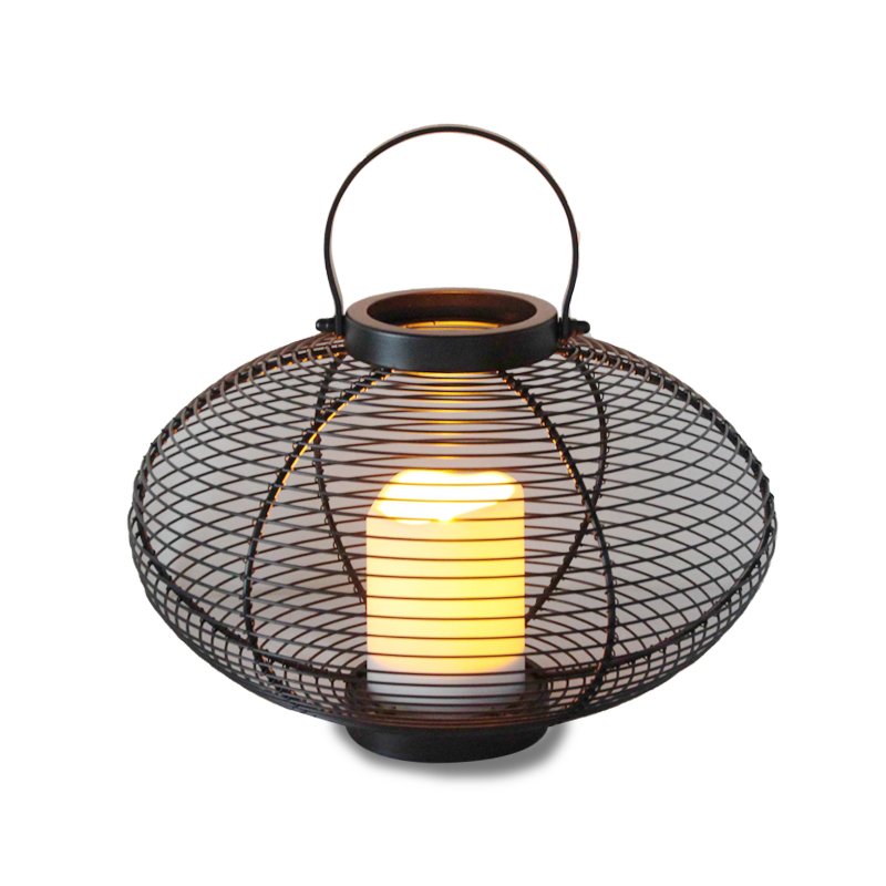 "MERCED" Metal Lantern with Battery LED Candle ，Large