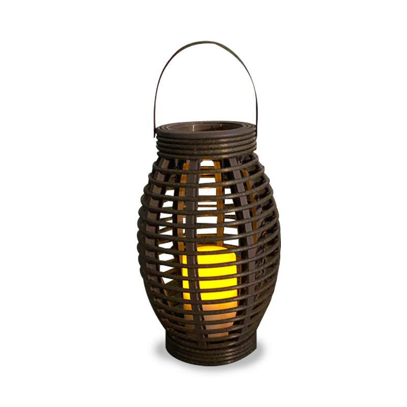 Vase Shaped Rattan Lantern with Battery LED Candle, Medium