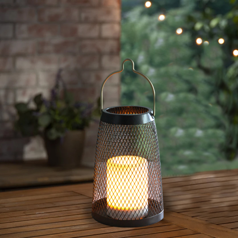 "ORO" Metal Lantern with Solar LED Candle