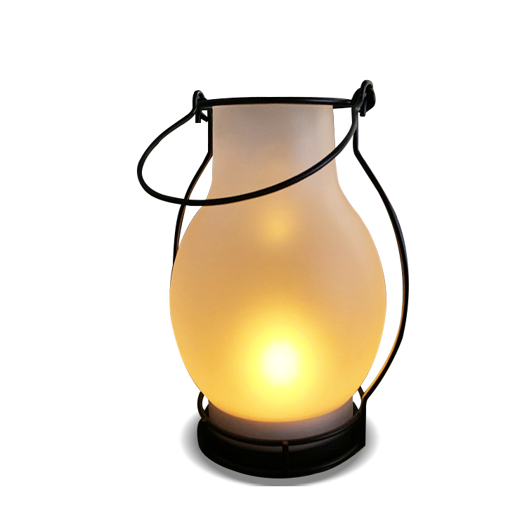 Solar Fameless-Fire Glass Lantern With ''Oil-Lamp'' Shaped