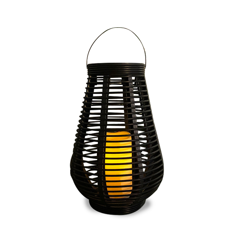 Tall Rattan Lantern with Battery LED Candle, Large