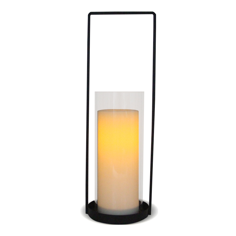 ''CARSON'' iron-Glass Lantern with Battery LED Candle, Large