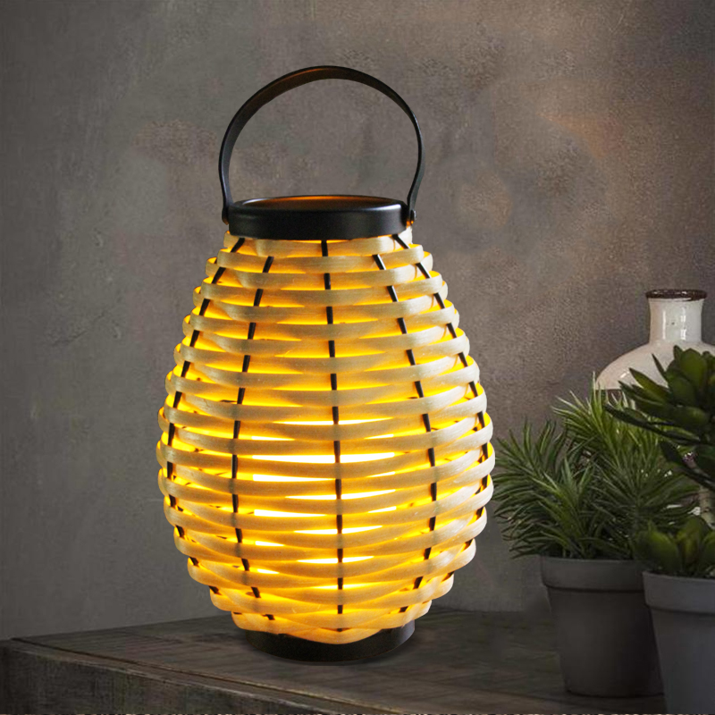 COSTA Rattan Lantern with Battery Operated LED Candle,Small