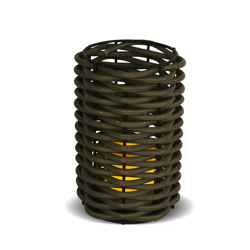 "VIRGIN" Battery Operated Rattan Lantern with Battery LED Candle, Small