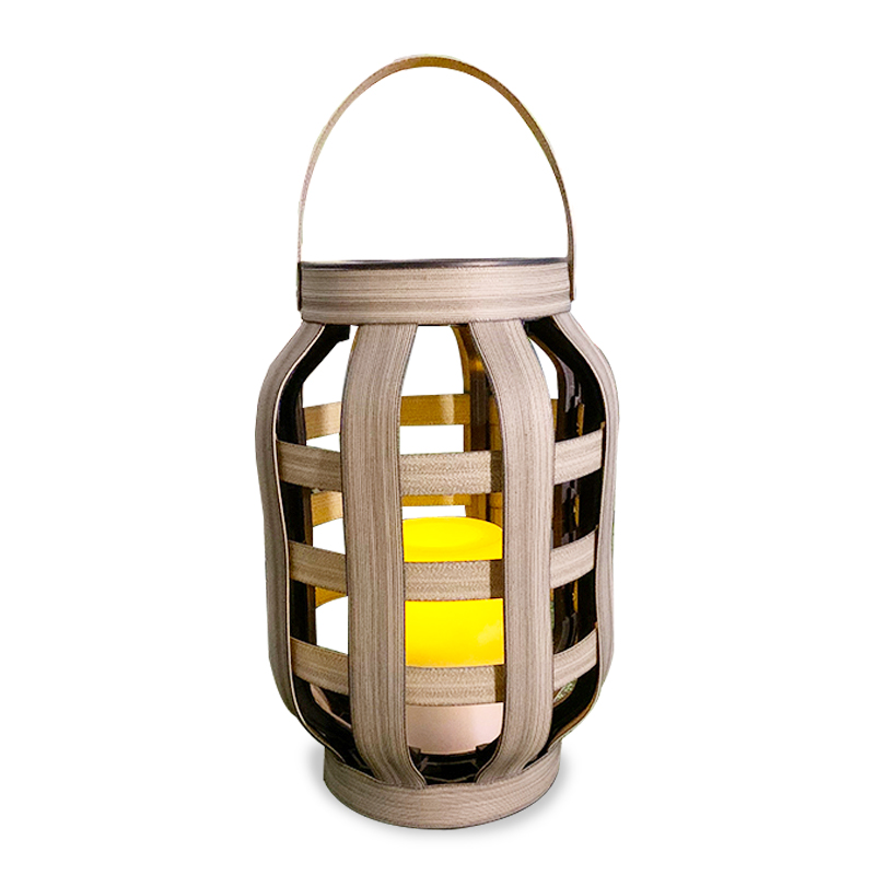 "Pasca" Cross-Weaving Rattan Lantern with Battery LED Candle, Medium