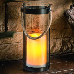 ''Reno'' iron-Glass Lantern with Battery LED Candle,Small