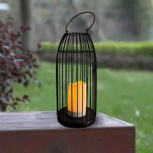"OXNARD" Metal Lantern with Solar LED Candle ，Medium