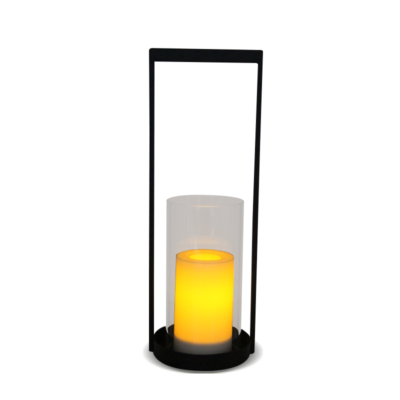 ''CARSON'' iron-Glass Lantern with Solar LED Candle, Meduim
