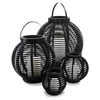 Battery Operated Round Rattan Basket with Battery LED Candle, Small