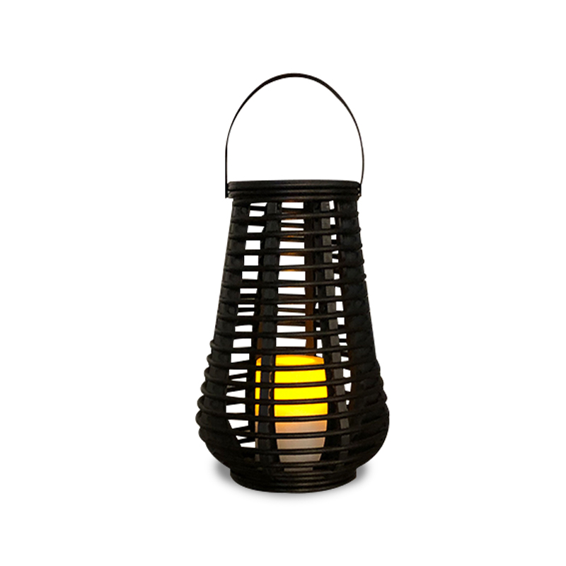 Tall Rattan Lantern with Battery LED Candle, Medium