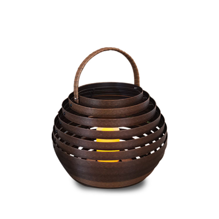 Medium “SPIRAL” High End Rattan-Iron Lantern with Battery Operated ...