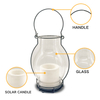 ''Cruz'' iron-Glass Lantern with Solar LED Candle